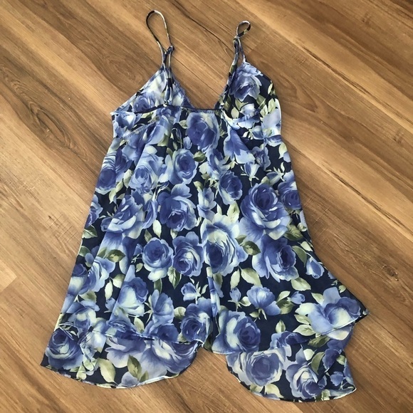 Secret Treasures Blue Green Floral Print Intimate Slip Cami Women Medium - Picture 5 of 6